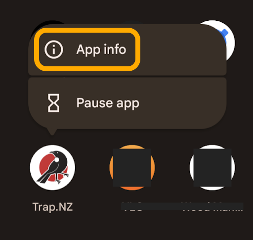 Android - Trap icon app info