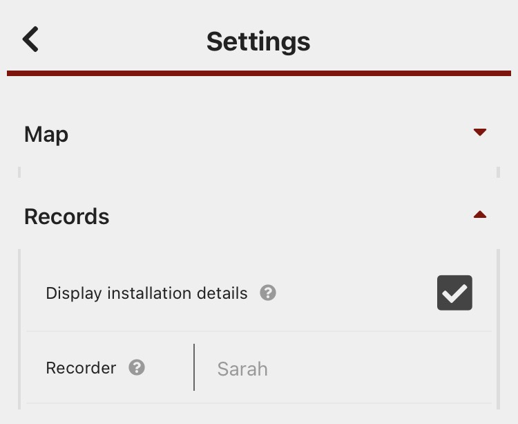 App record settings